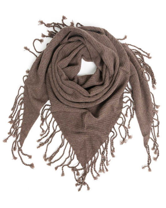 Dropped Needle Cashmere Wrap in Brown