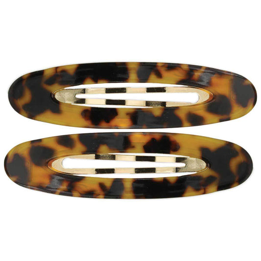 Wide Oval Retro Acrylic Hair Clip in Tortoise Shell