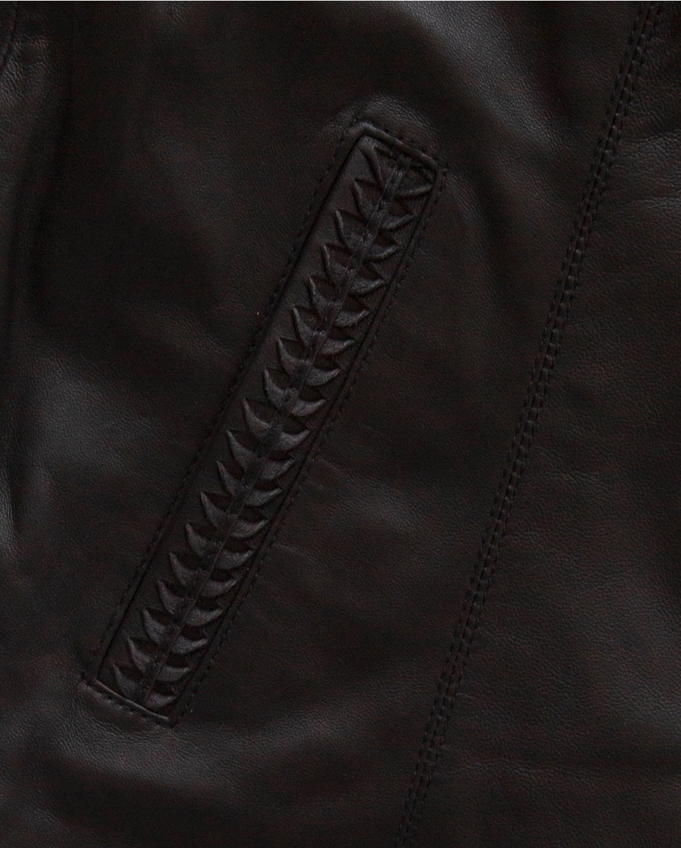 Amsterdam Heritage Urban Leather Jacket in Black