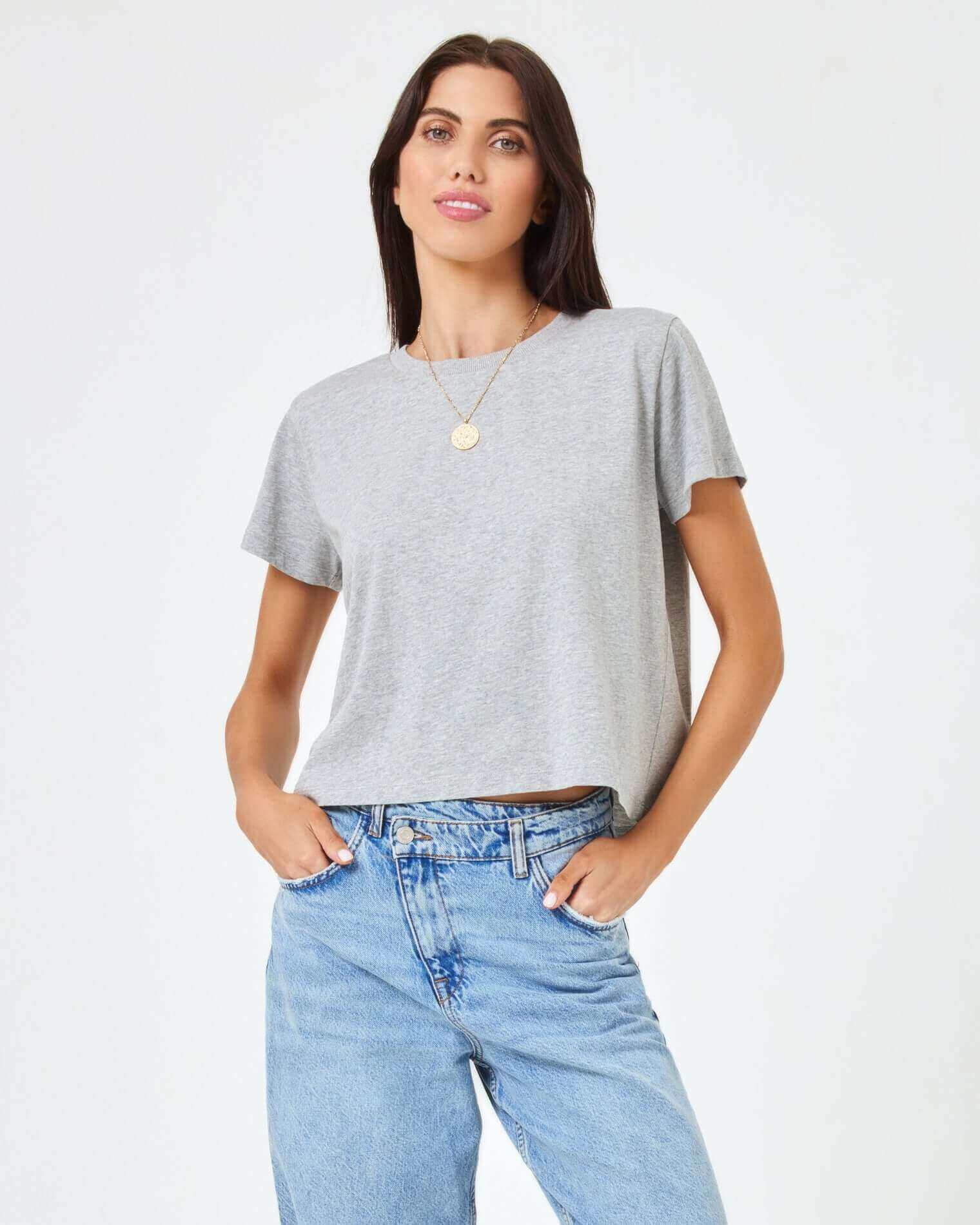 LSpace All Day Top in Heather Grey - Front