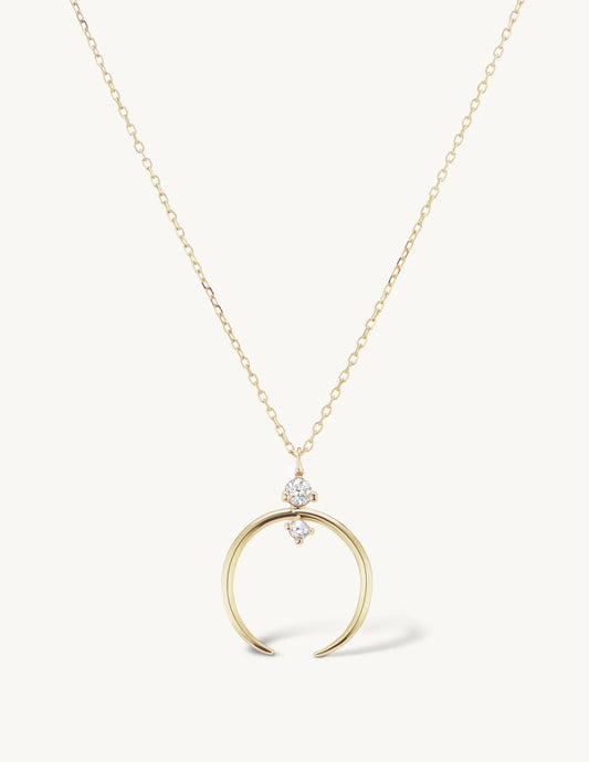Sophie Ratner Yellow Gold Crescent Pendant Necklace
