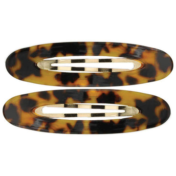Wide Oval Retro Acrylic Hair Clip in Tortoise Shell