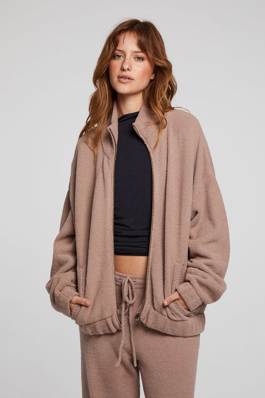 Chaser Kendall ZIp Jacket in Warm Taupe