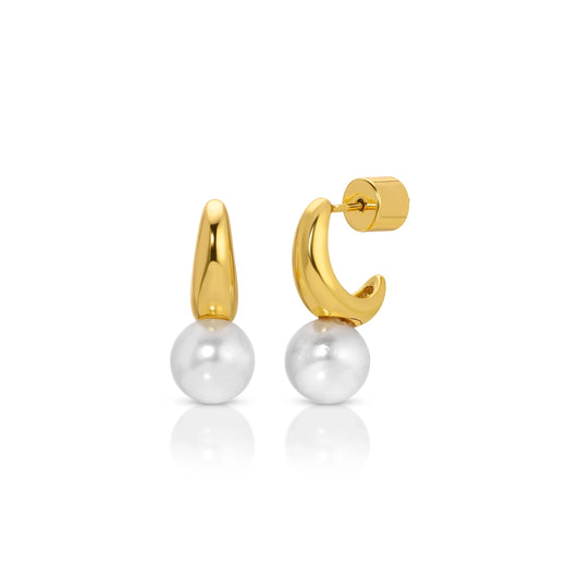 Natalie B Jewelry Kaia Pearl Drop Gold Earrings