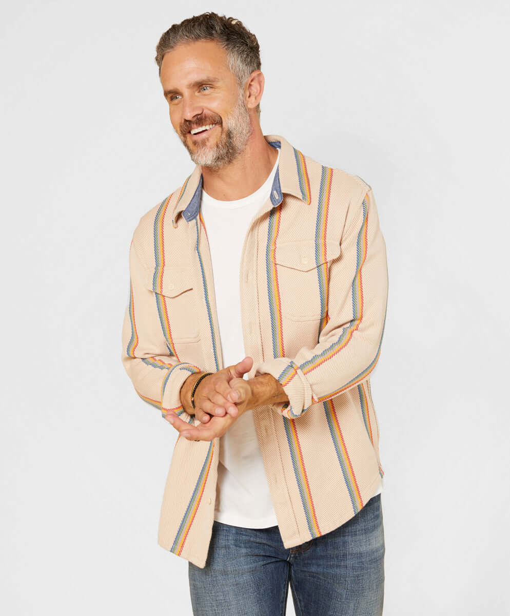 Outerknown Blanket Shirt Wheat - Model