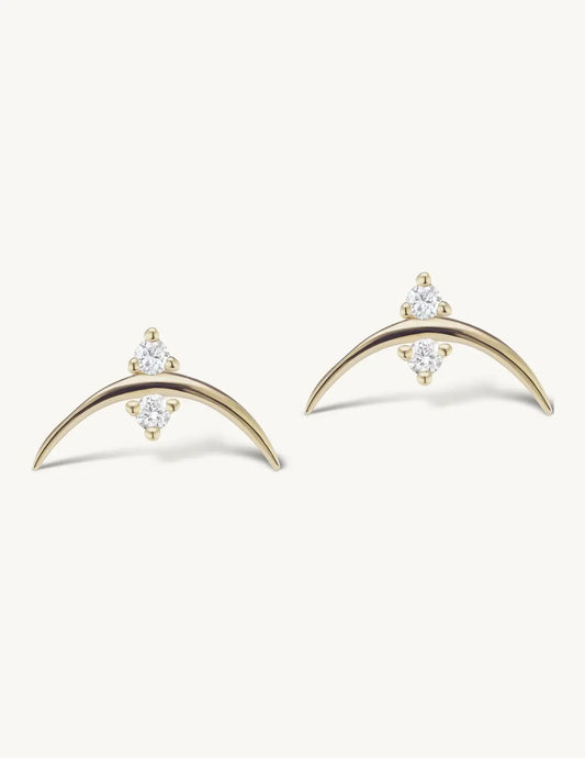 Sophie Ratner Crescent Studs in Yellow Gold