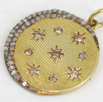 Circle Moon Star Diamond Pendant