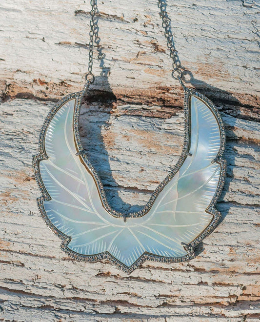 Double Wing Mother-of-Pearl Diamond Pendant
