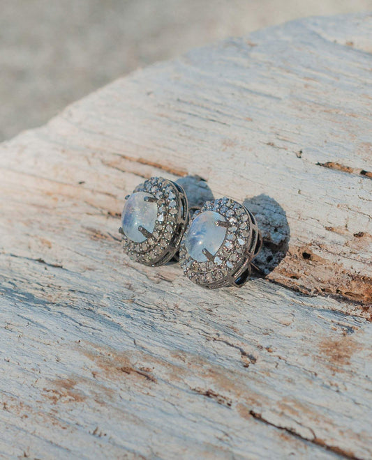Moonstone Diamond Earrings 2